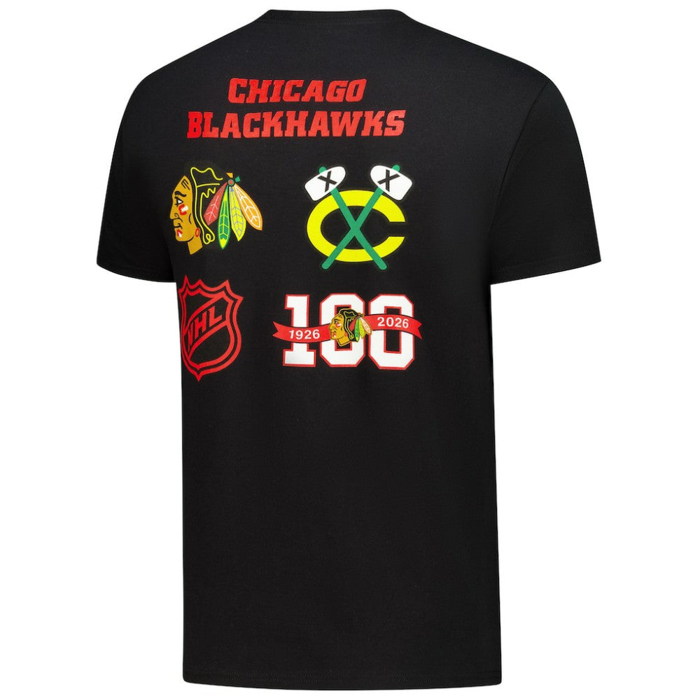 NHL Black Chicago Blackhawks Starter Logo Collage T-Shirt