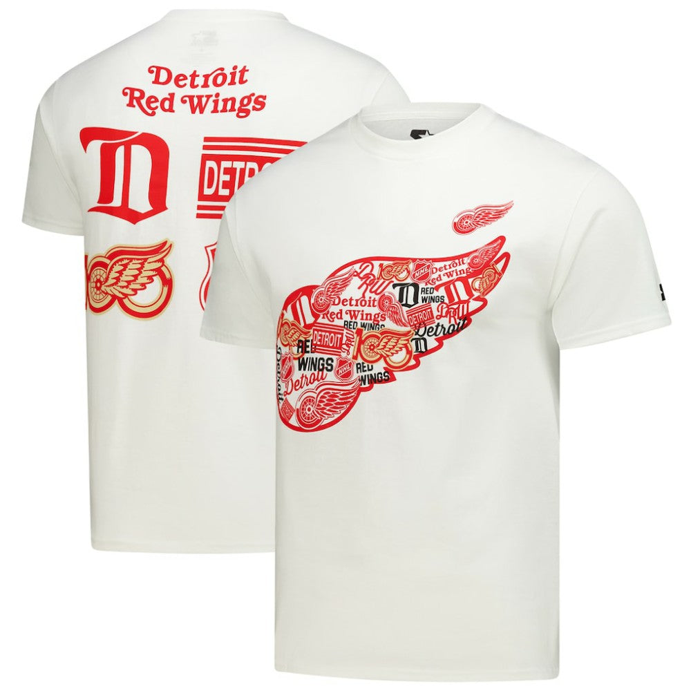 NHL White Detroit Red Wings Starter Logo Collage T-Shirt