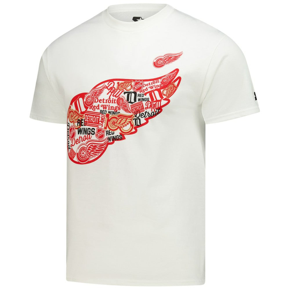 NHL White Detroit Red Wings Starter Logo Collage T-Shirt