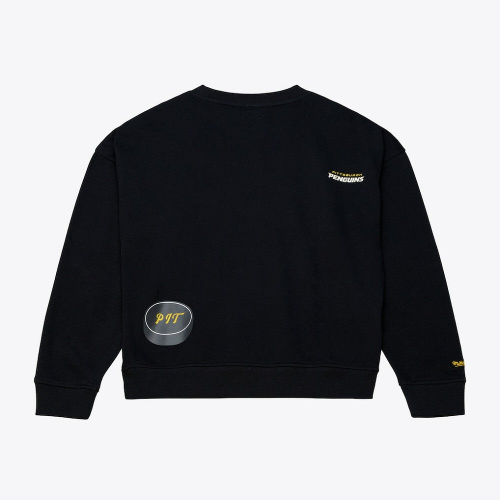 NHL Black Pittsburgh Penguins Mitchell & Ness Women's Crewneck Sweatshirt