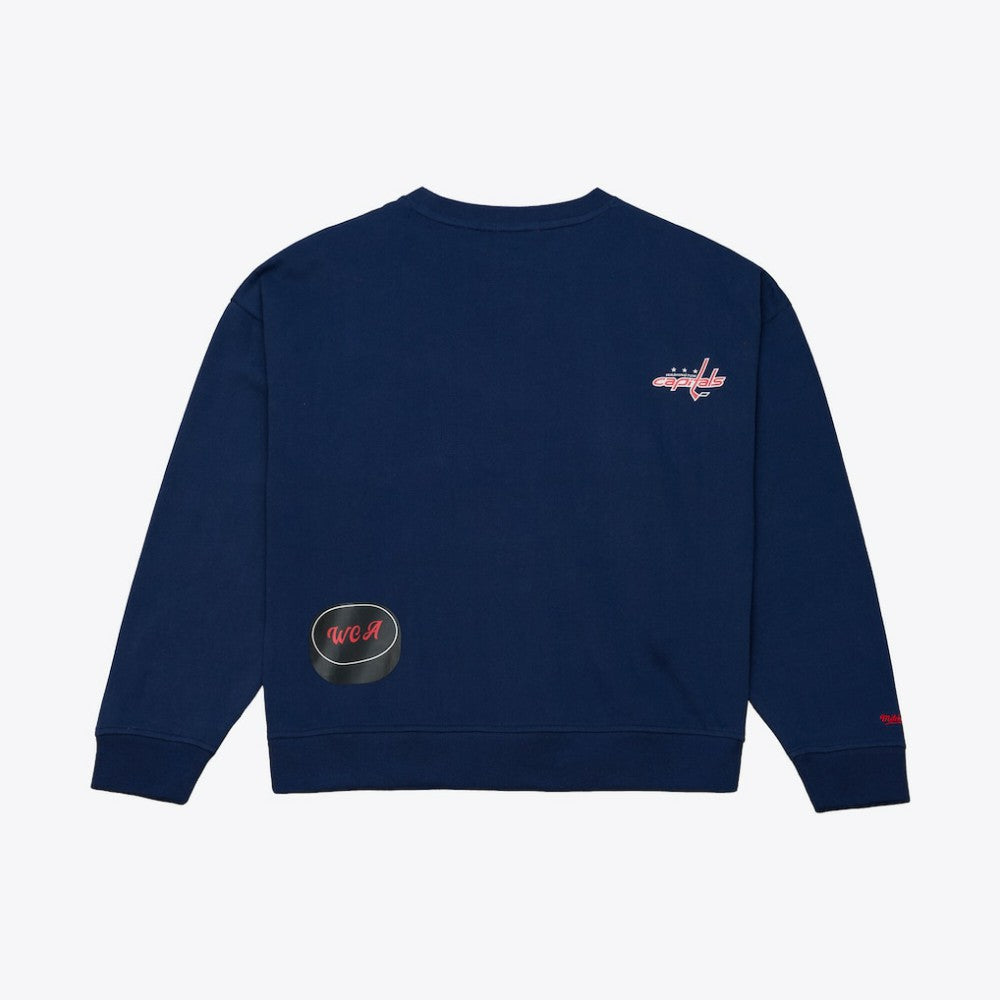 NHL Navy Washington Capitals Mitchell & Ness Women's Crewneck Sweatshirt