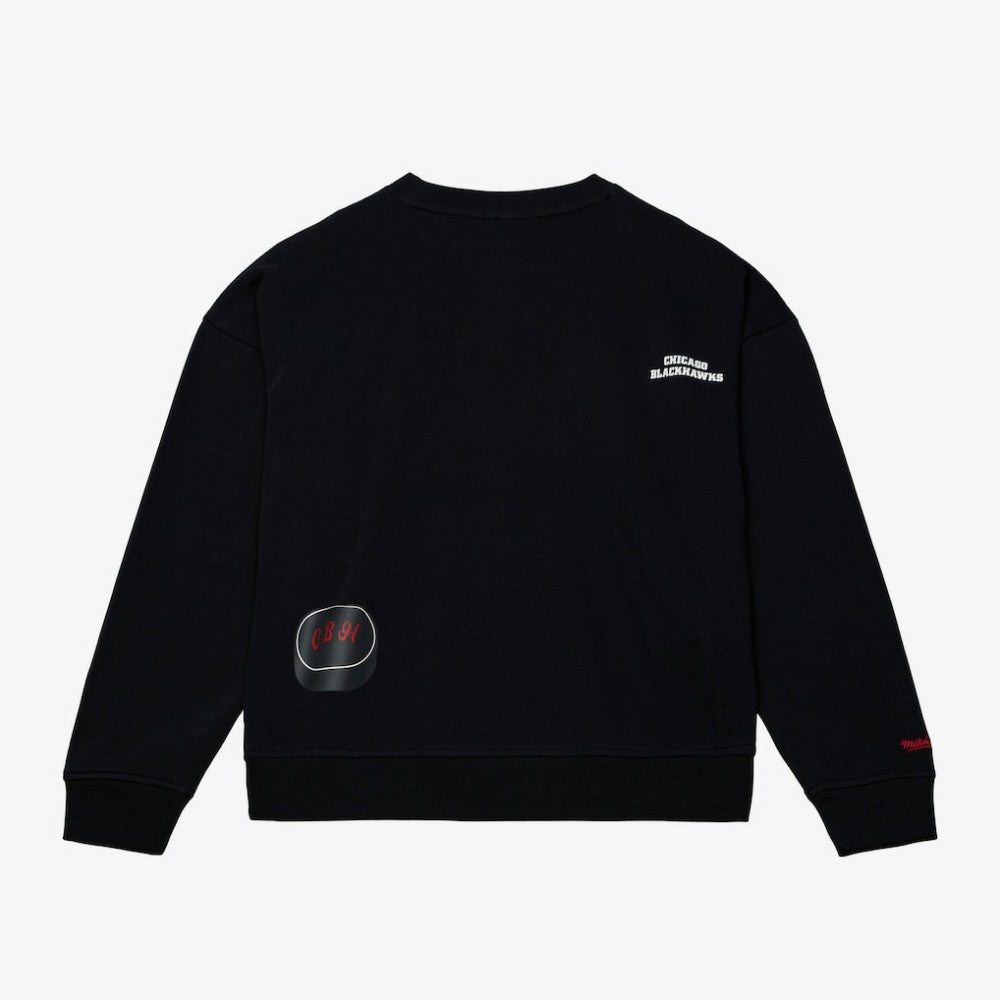 NHL Black Chicago Blackhawks Mitchell & Ness Women's Crewneck Sweatshirt
