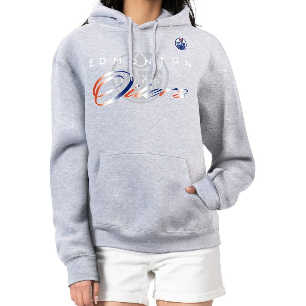 NHL Gray Edmonton Oilers G-III 4Her by Carl Banks Women's Shadow Logo Fleece Hoodie