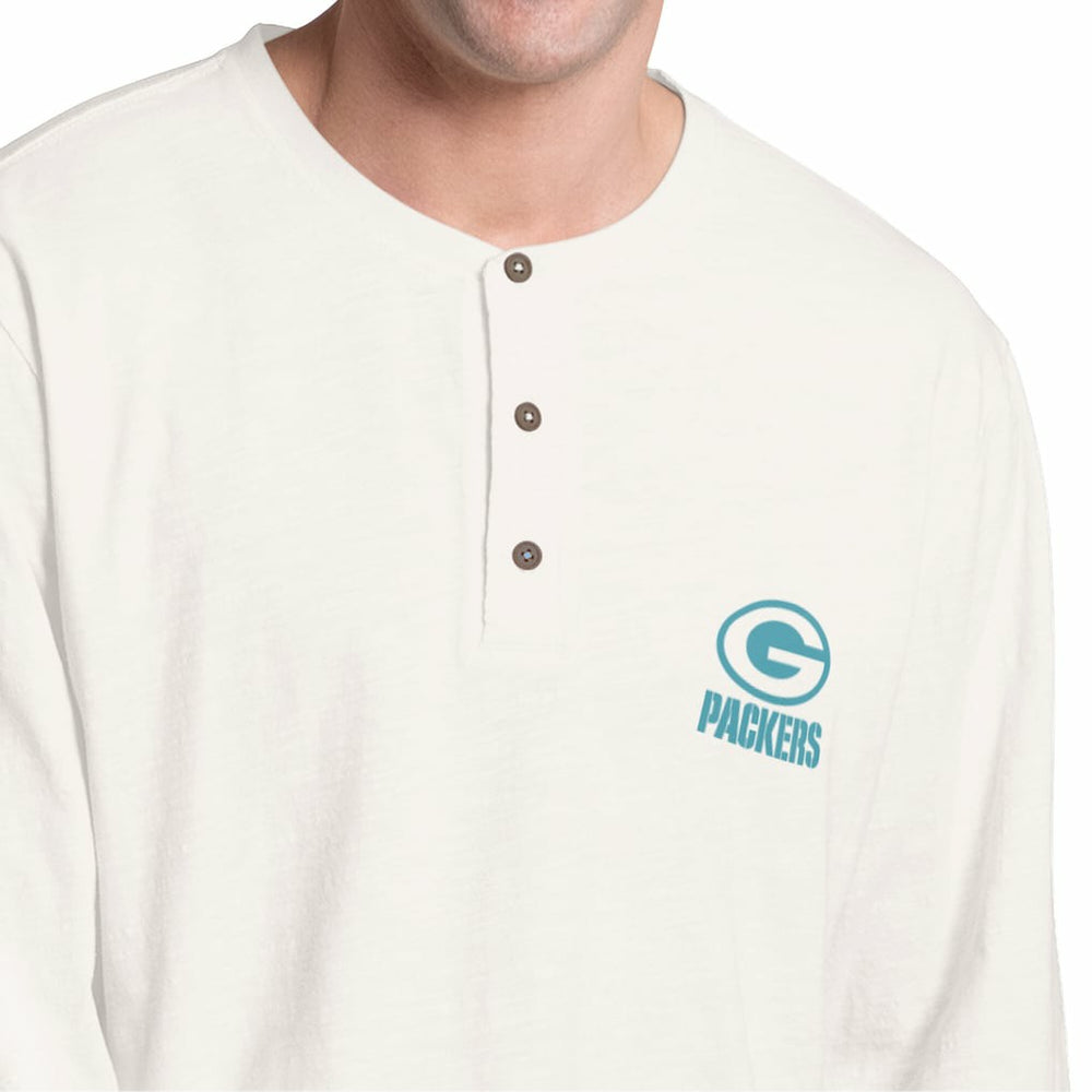Margaritaville Island Reserve Long Sleeve Slub Henley Shirt - Green Bay Packers