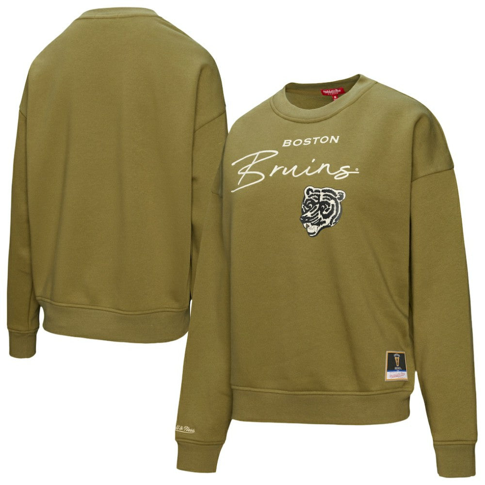 NHL Hunter Green Boston Bruins Mitchell & Ness Women's Fleece Sweatshirt