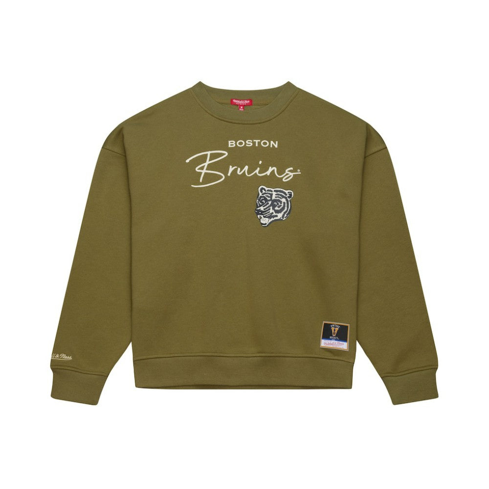 NHL Hunter Green Boston Bruins Mitchell & Ness Women's Fleece Sweatshirt
