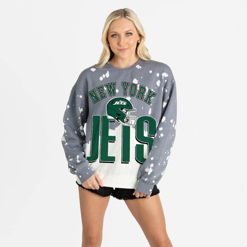 Gameday Couture Women's Arch Rivals Faded Wash Sweatshirt - New York Jets