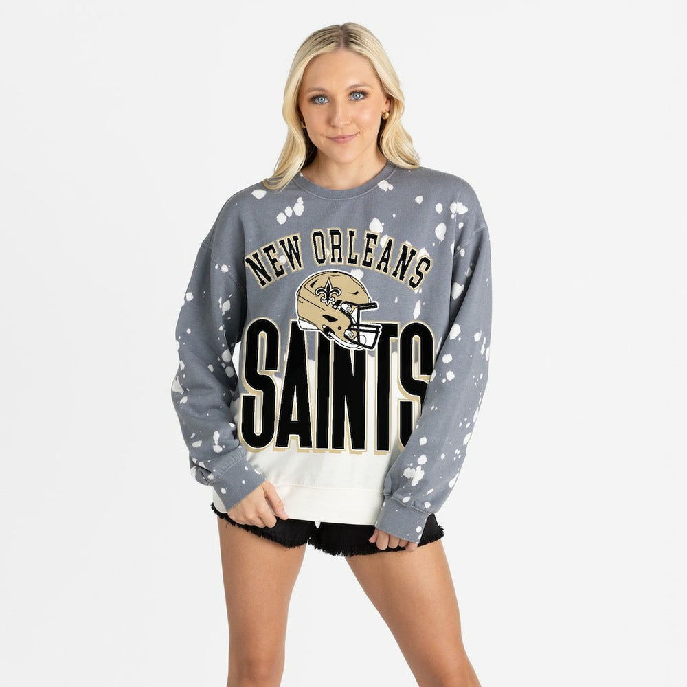 Gameday Couture Women's Arch Rivals Faded Wash Sweatshirt - New Orleans Saints