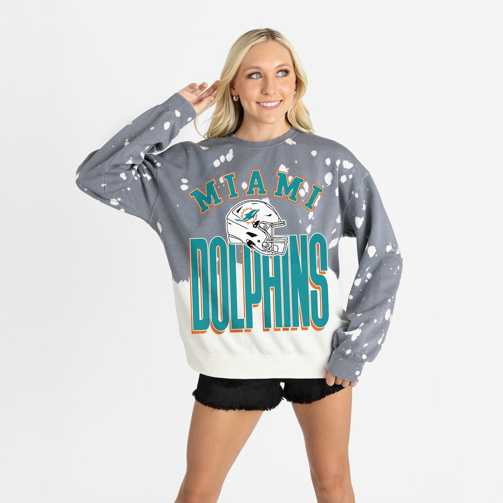 Gameday Couture Women's Arch Rivals Faded Wash Sweatshirt - Miami Dolphins