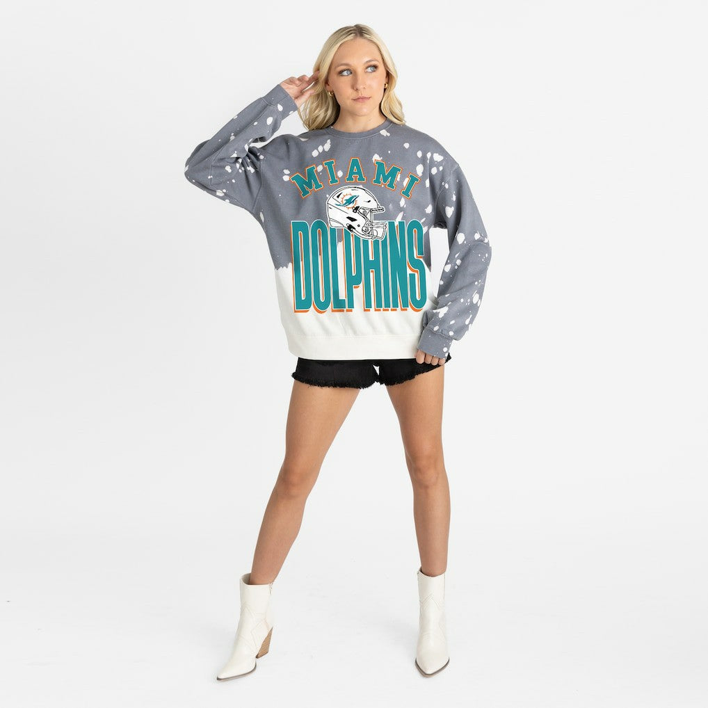 Gameday Couture Women's Arch Rivals Faded Wash Sweatshirt - Miami Dolphins