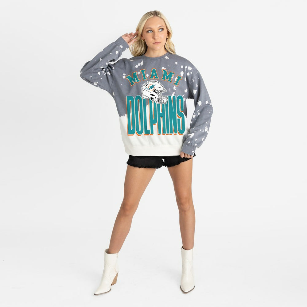 Gameday Couture Women's Arch Rivals Faded Wash Sweatshirt - Miami Dolphins