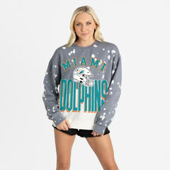 Gameday Couture Women's Arch Rivals Faded Wash Sweatshirt - Miami Dolphins