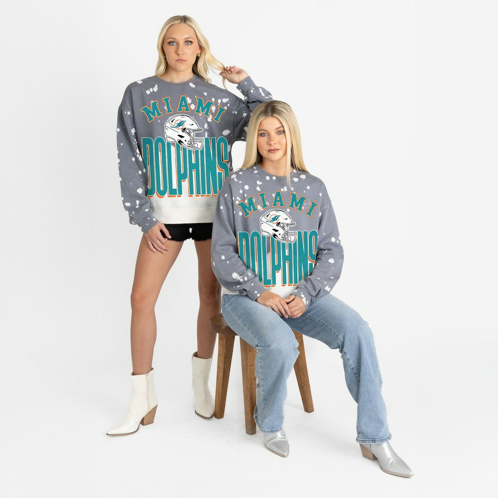 Gameday Couture Women's Arch Rivals Faded Wash Sweatshirt - Miami Dolphins