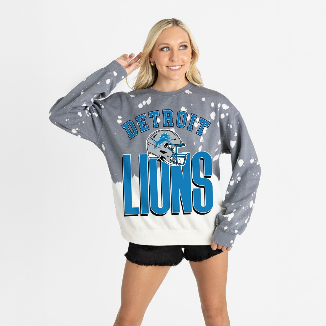 Gameday Couture Women's Arch Rivals Faded Wash Sweatshirt - Detroit Lions
