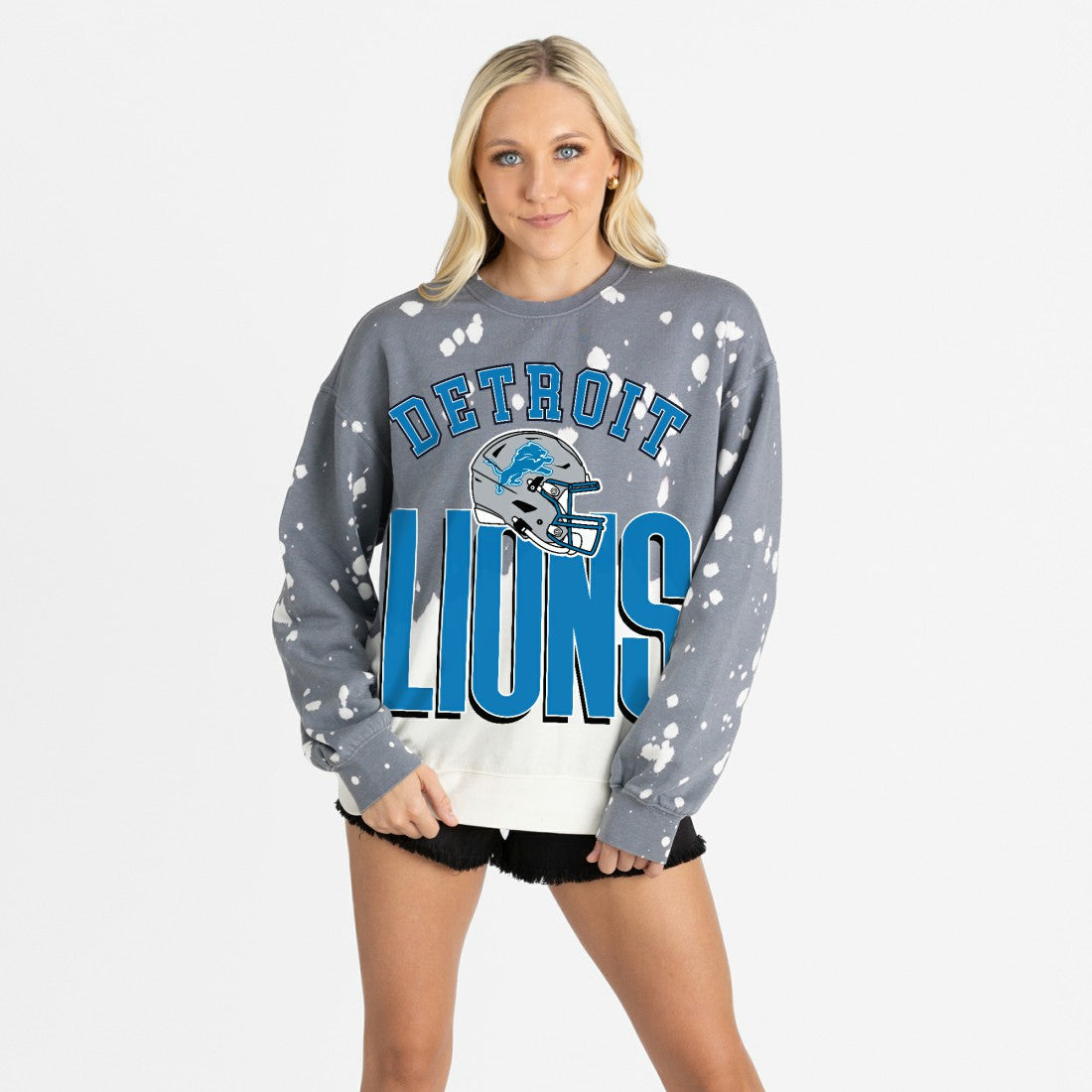 Gameday Couture Women's Arch Rivals Faded Wash Sweatshirt - Detroit Lions