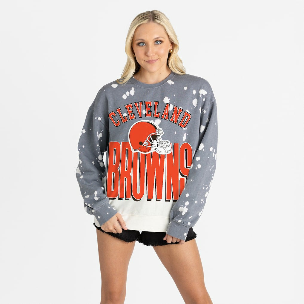 Gameday Couture Women's Arch Rivals Faded Wash Sweatshirt - Cleveland Browns
