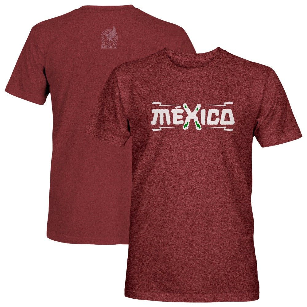 Mexico National Team 1863FC Athletic Wordmark Vintage Tri-Blend T-Shirt -  Maroon