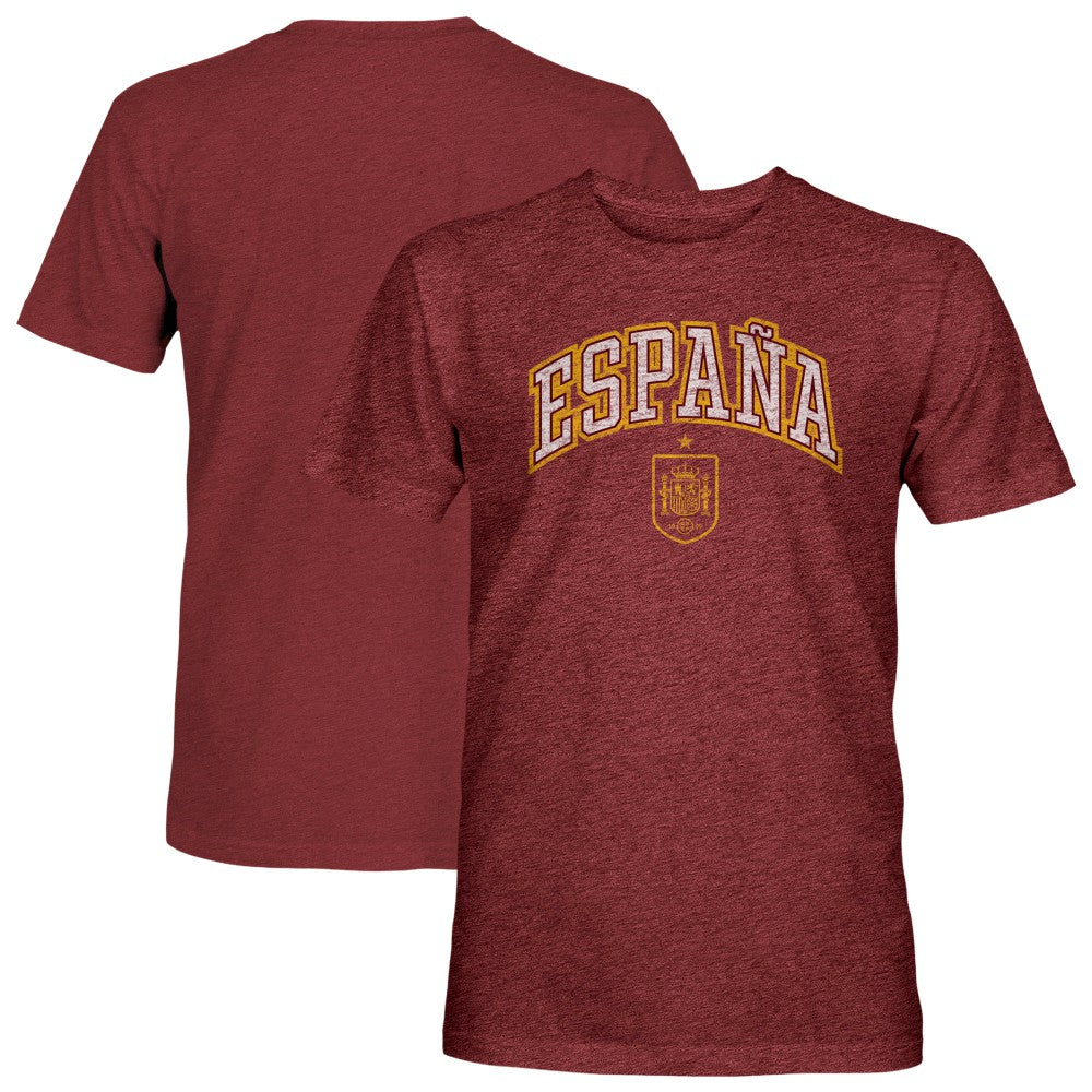 Spain National Team 1863FC Athletic Wordmark Vintage Tri-Blend T-Shirt -  Maroon