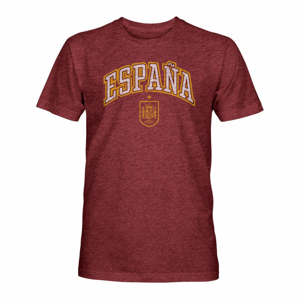 Spain National Team 1863FC Athletic Wordmark Vintage Tri-Blend T-Shirt -  Maroon
