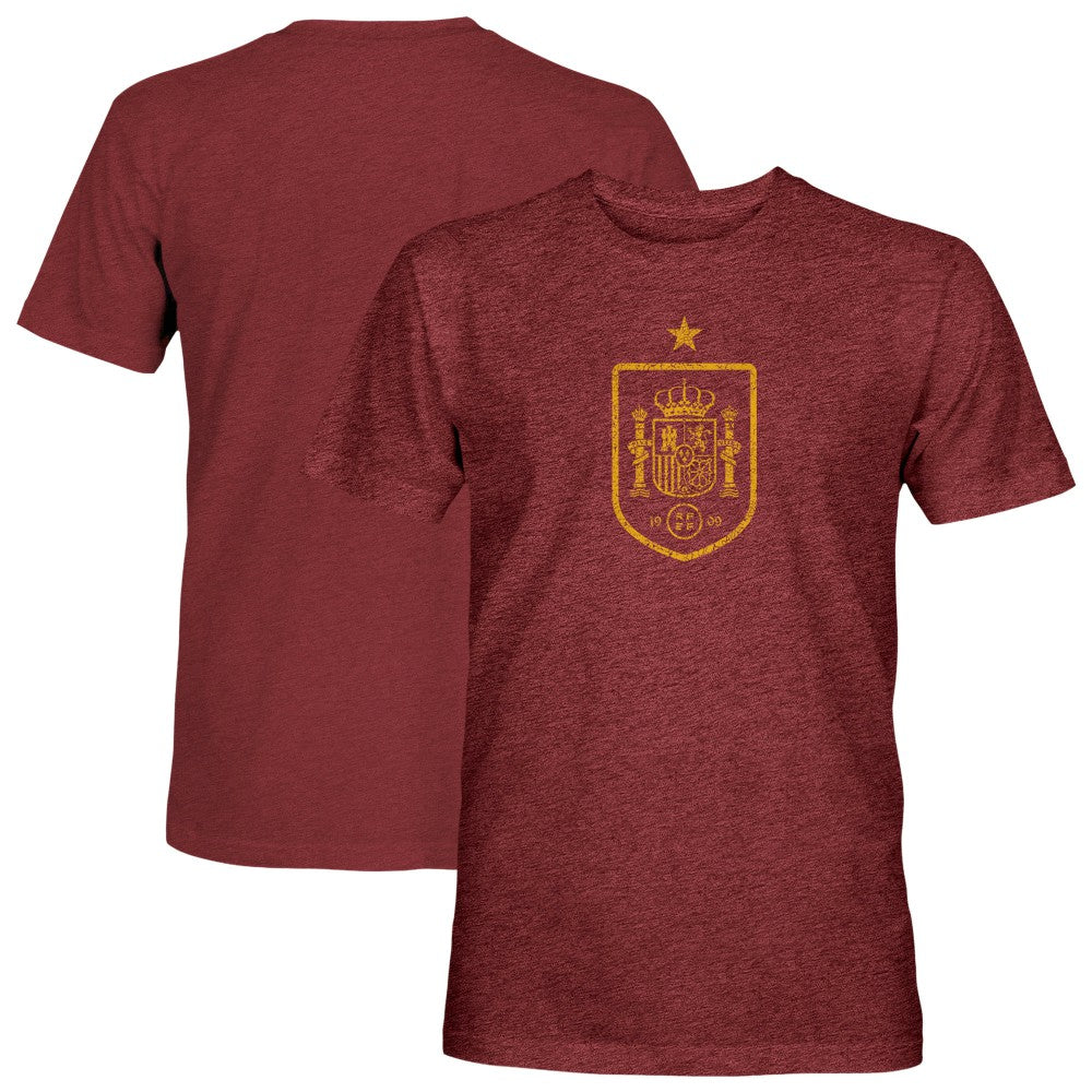 Spain National Team 1863FC Mono Badge Vintage Tri-Blend T-Shirt -  Maroon