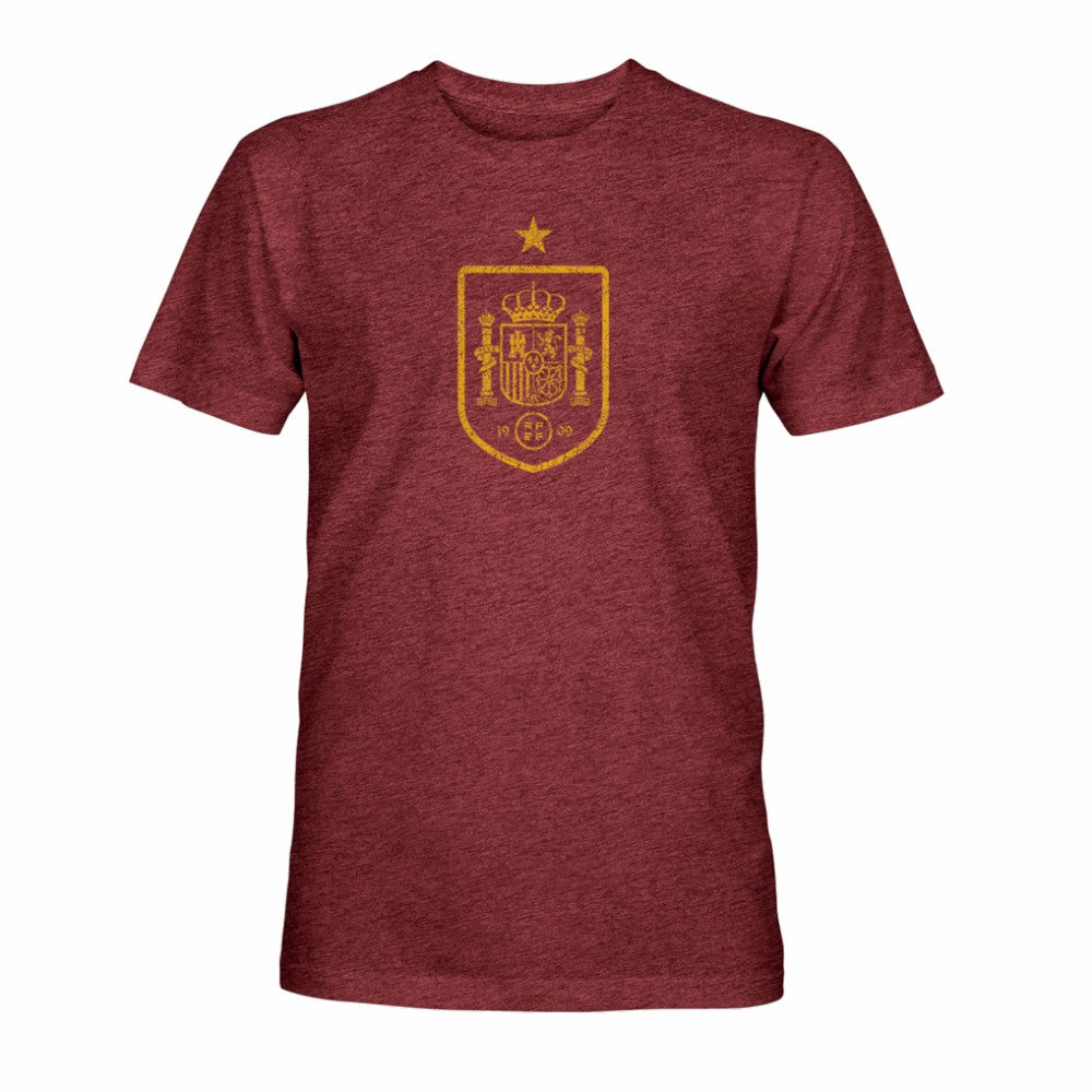 Spain National Team 1863FC Mono Badge Vintage Tri-Blend T-Shirt -  Maroon