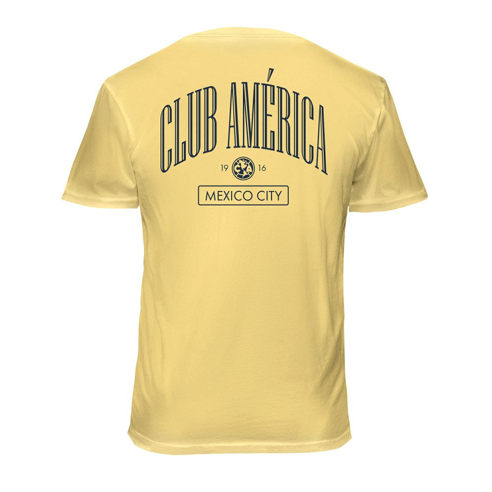 Club America 1863FC Back Wordmark Soft Wash T-Shirt -  Yellow