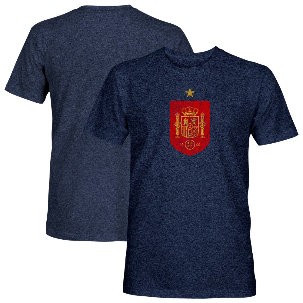 Spain National Team 1863FC Color Badge Tri-Blend T-Shirt -  Navy