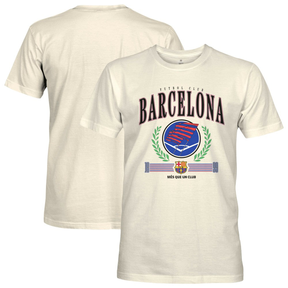 Barcelona 1863FC Retro Stripes T-Shirt -  Cream