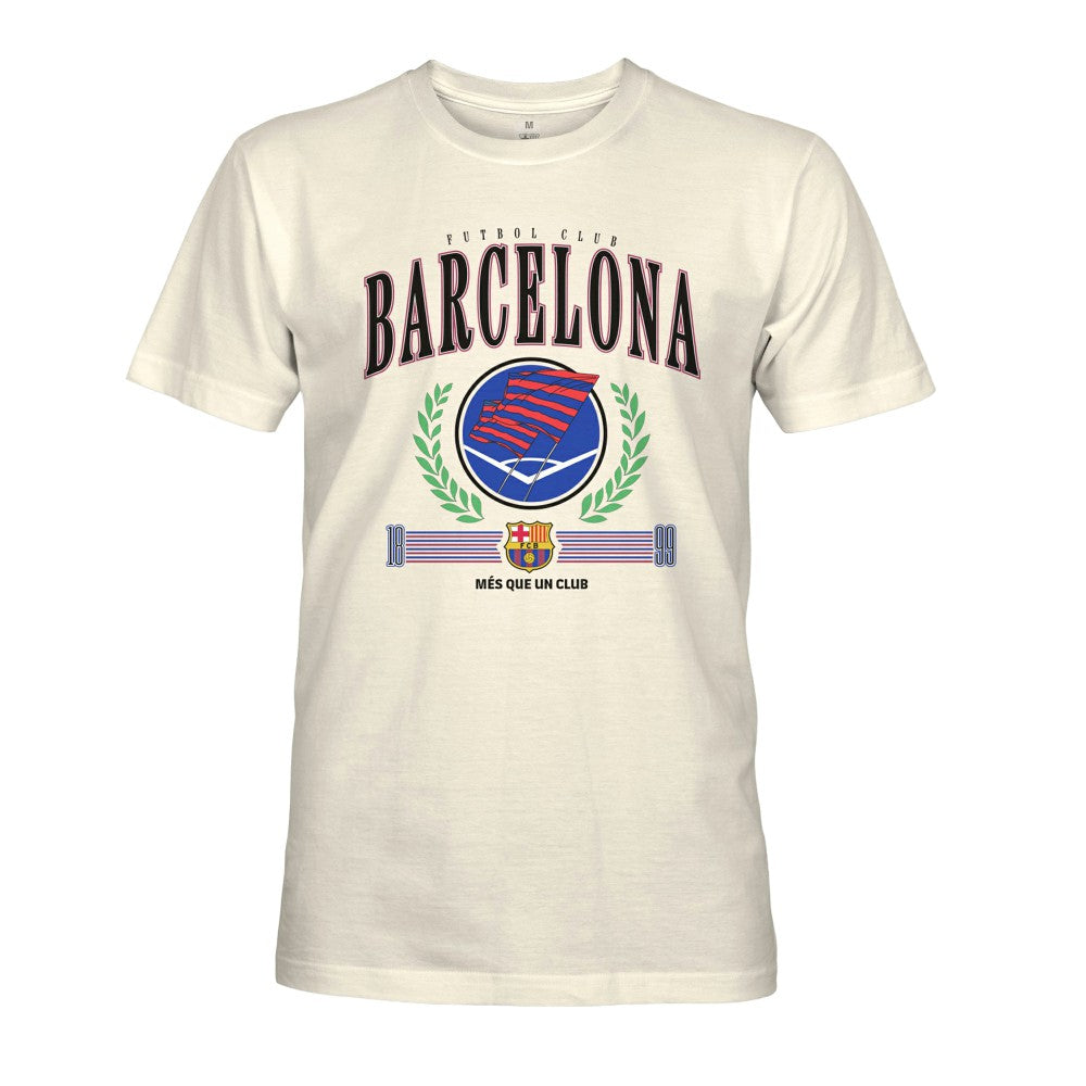 Barcelona 1863FC Retro Stripes T-Shirt -  Cream