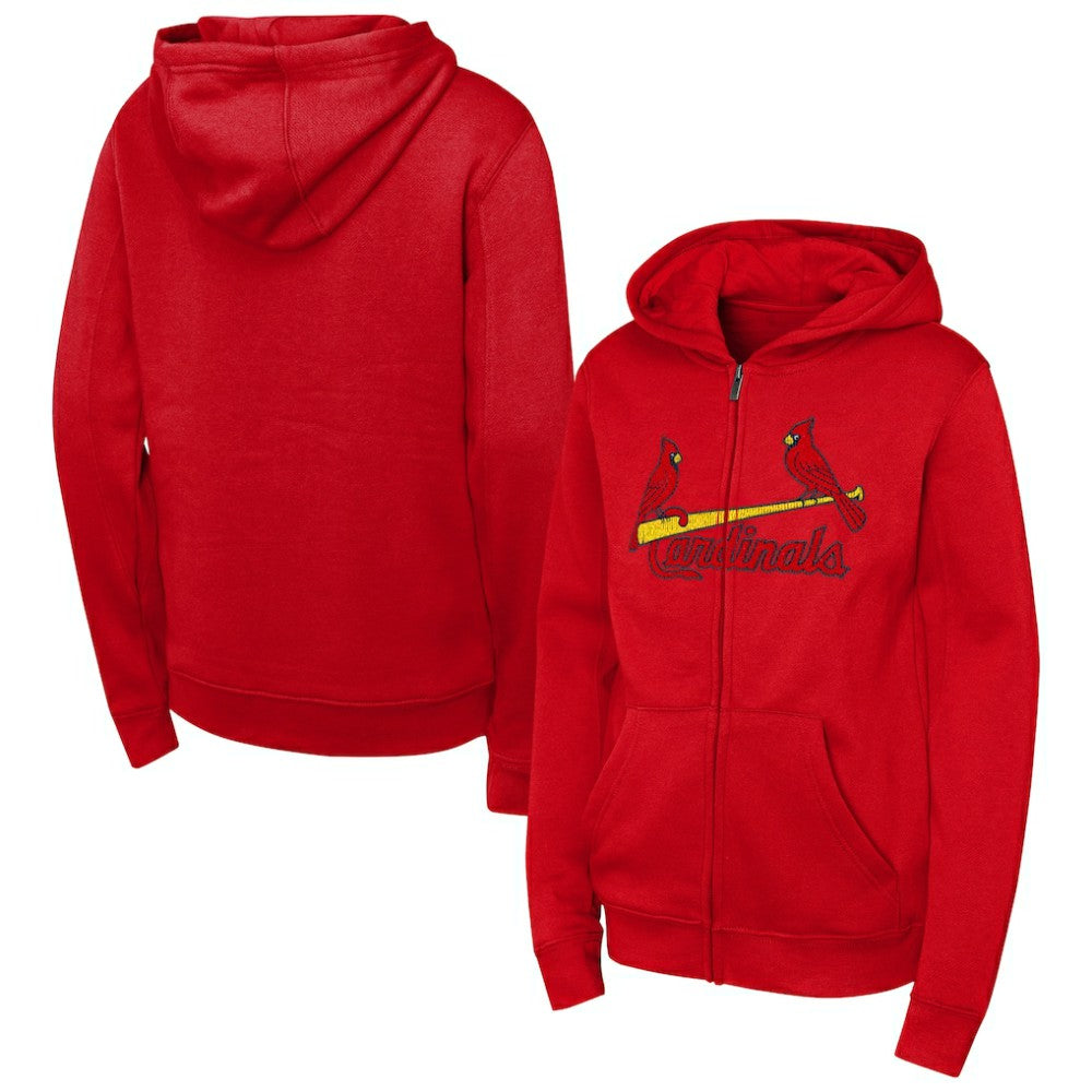 MLB St. Louis Cardinals Outerstuff Youth Wordmark Fleece Full-Zip Hoodie