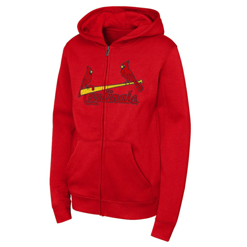 MLB St. Louis Cardinals Outerstuff Youth Wordmark Fleece Full-Zip Hoodie