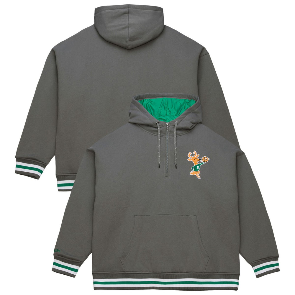NBA Milwaukee Bucks Throw It Back Quilted Fleece Quarter-Zip Hoodie