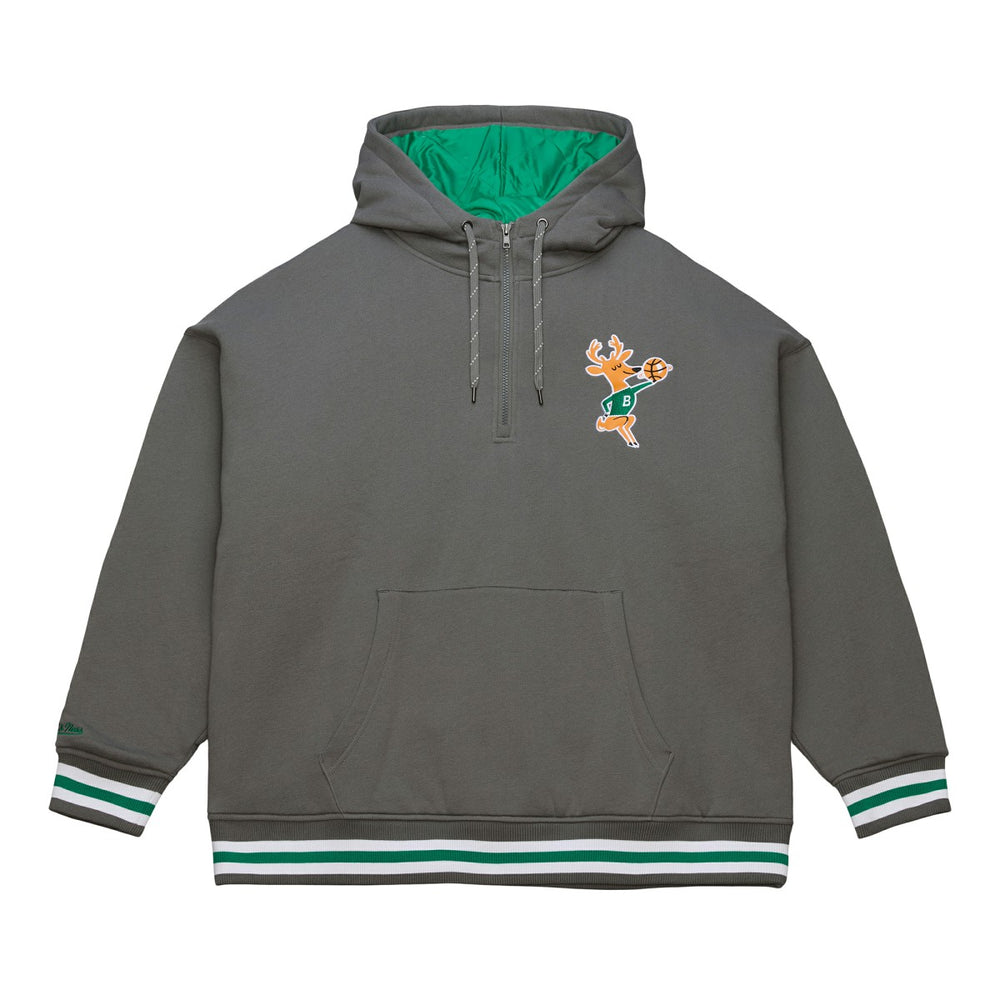 NBA Milwaukee Bucks Throw It Back Quilted Fleece Quarter-Zip Hoodie