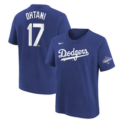 MLB Shohei Ohtani Los Angeles Dodgers Nike Youth 2025 World Series Champions Name & Number T-Shirt