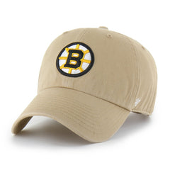 NHL Khaki Boston Bruins '47 Logo Clean Up Adjustable Hat