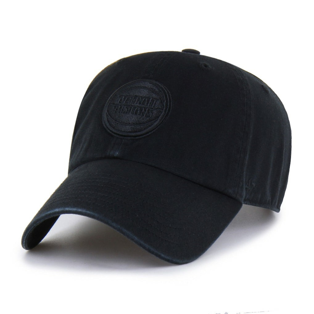 NBA Detroit Pistons '47 Black on Black Clean Up Adjustable Hat
