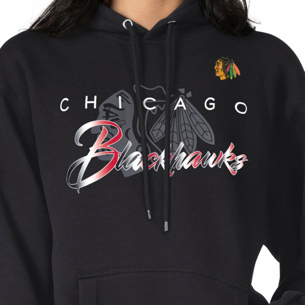 NHL Black Chicago Blackhawks G-III 4Her by Carl Banks Shadow Logo Fleece Pullover Hoodie