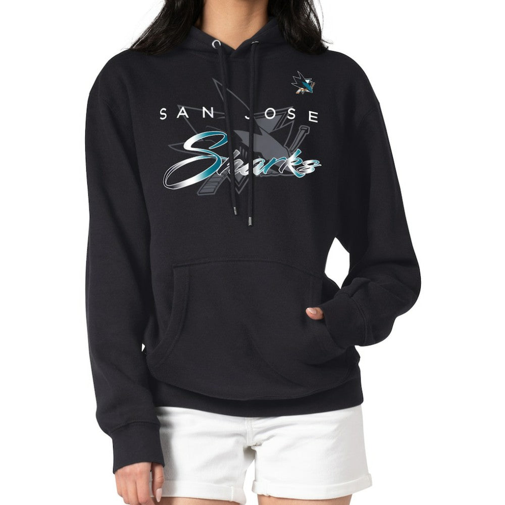 NHL Black San Jose Sharks G-III 4Her by Carl Banks Shadow Logo Fleece Pullover Hoodie