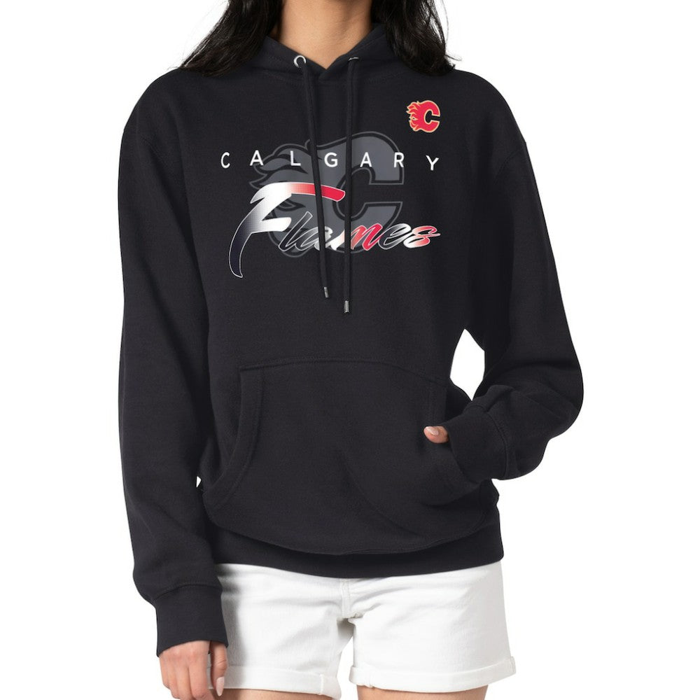 NHL Black Calgary Flames G-III 4Her by Carl Banks Shadow Logo Fleece Pullover Hoodie