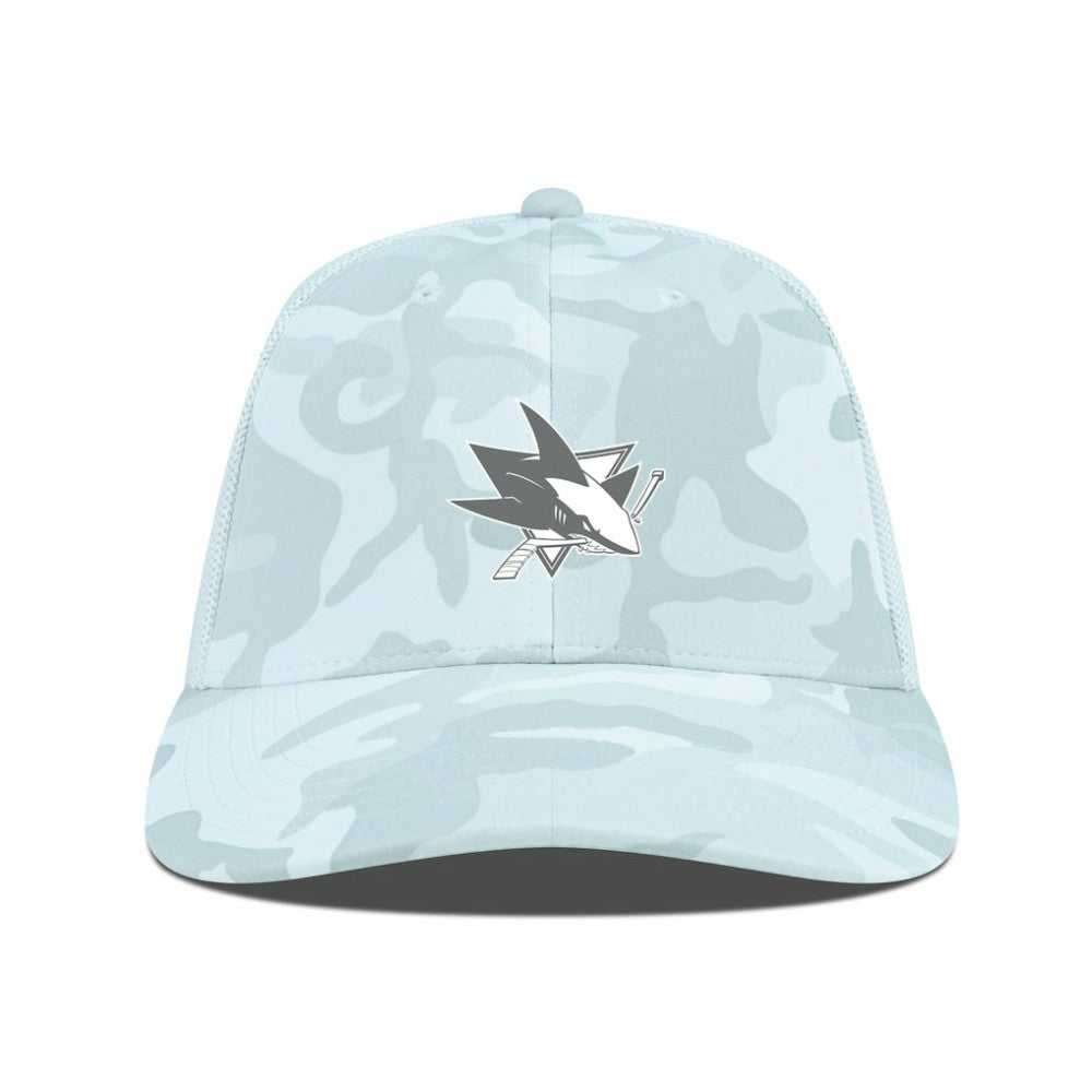 NHL Camo San Jose Sharks Levelwear Clash Slate & Snow Meshback Flex Hat