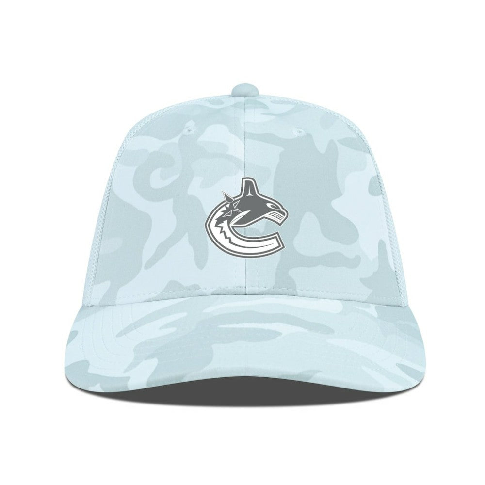 NHL Camo Vancouver Canucks Levelwear Clash Slate & Snow Meshback Flex Hat