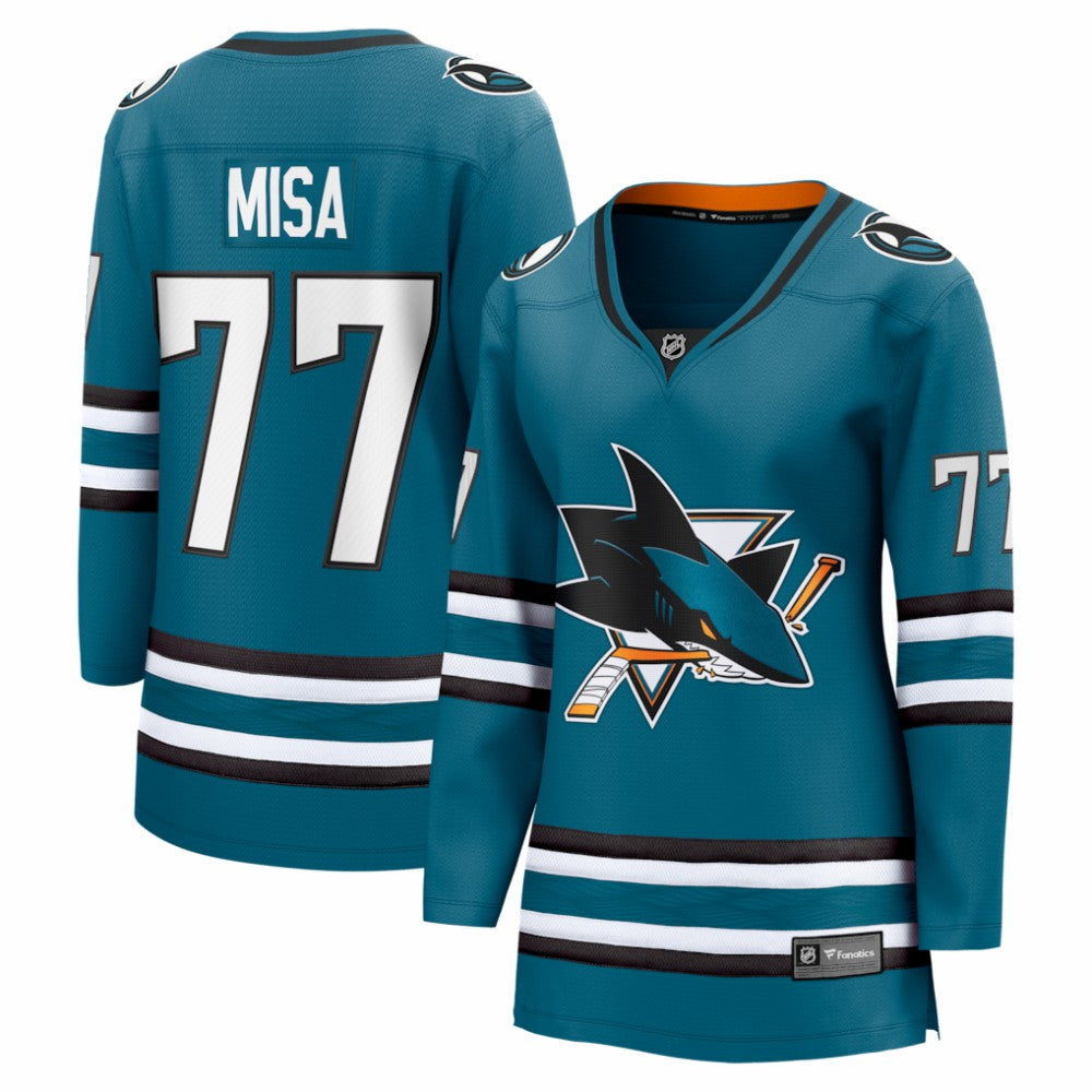 NHL Teal Michael Misa San Jose Sharks Fanatics Women's Breakaway Jersey