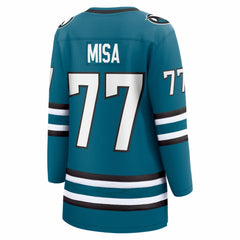 NHL Teal Michael Misa San Jose Sharks Fanatics Women's Breakaway Jersey