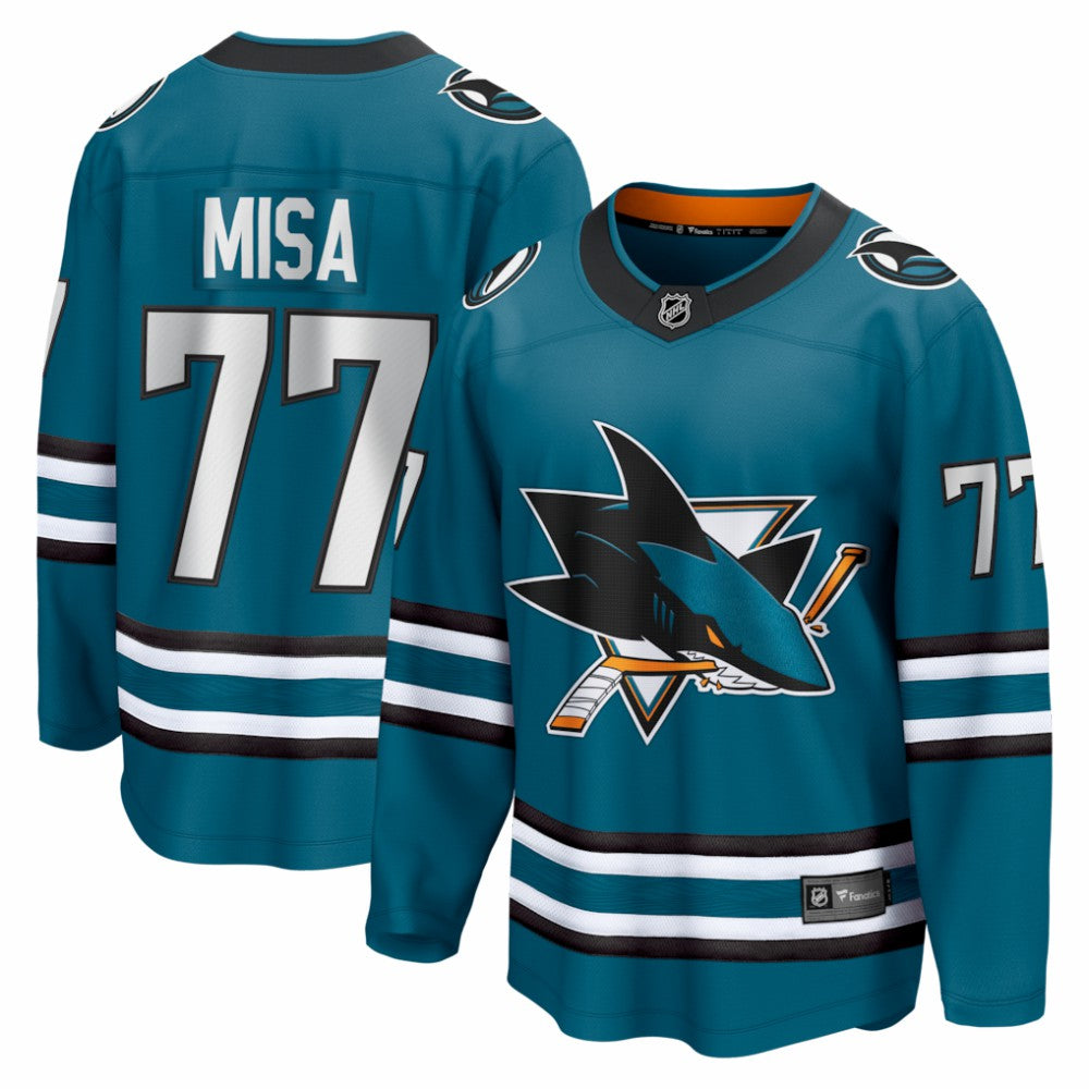 NHL Teal Michael Misa San Jose Sharks Fanatics Breakaway Jersey