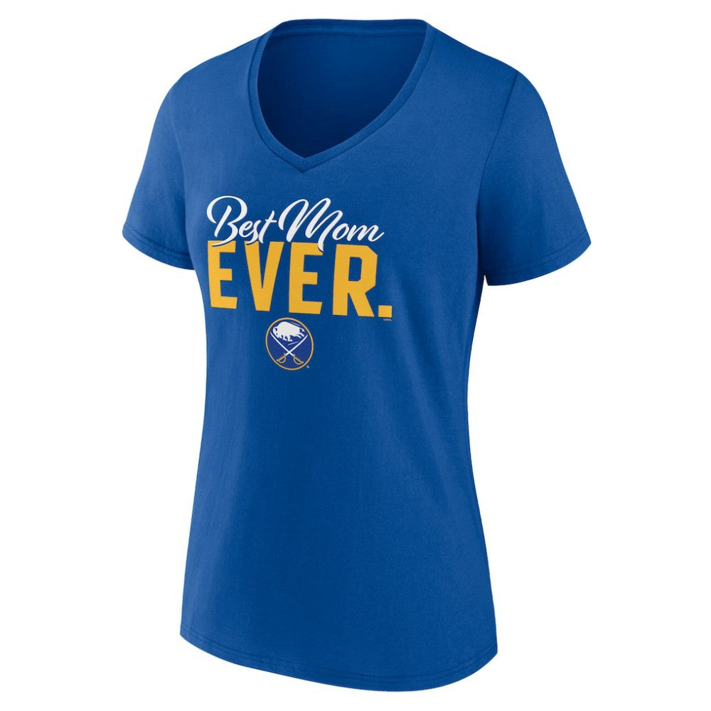 NHL Royal Buffalo Sabres Women's Best Mom Ever V-Neck T-Shirt
