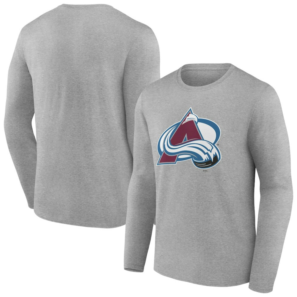 NHL Gray Colorado Avalanche Women's Primary Logo Long Sleeve V-Neck T-Shirt