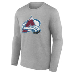 NHL Gray Colorado Avalanche Women's Primary Logo Long Sleeve V-Neck T-Shirt