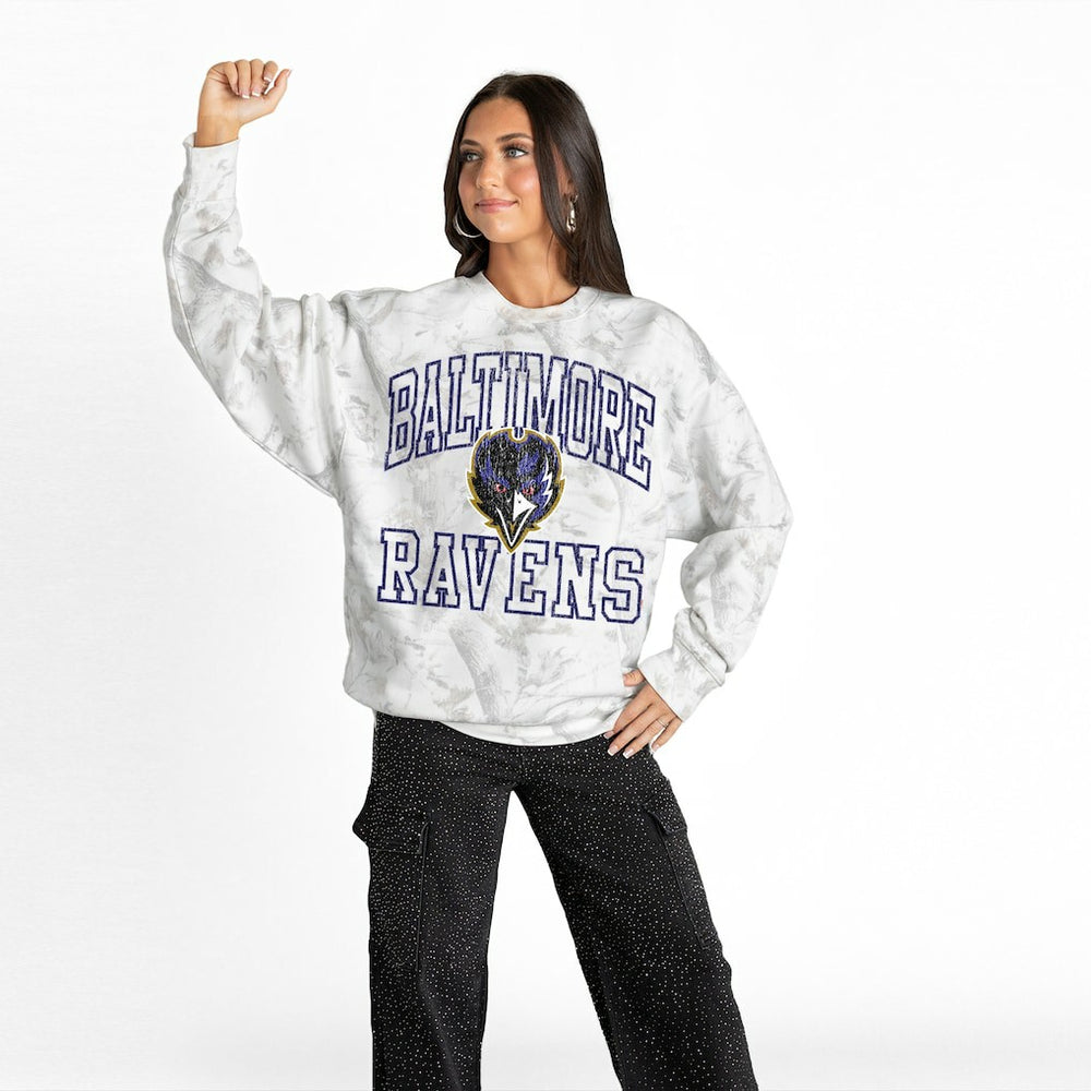 Gameday Couture Women's Whiteout Oversized Premium Fleece Sweatshirt - Baltimore Ravens