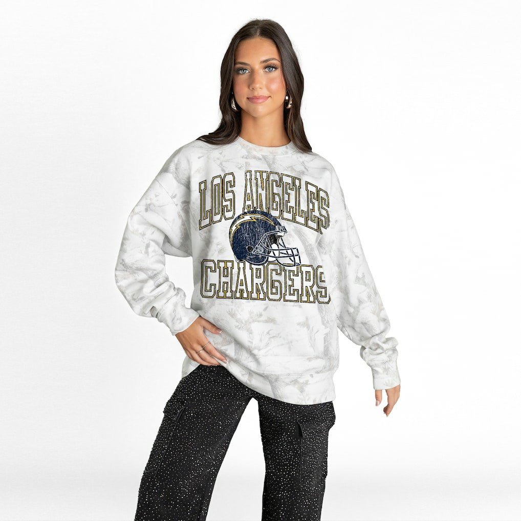 Gameday Couture Women's Whiteout Oversized Premium Fleece Sweatshirt - Los Angeles Chargers