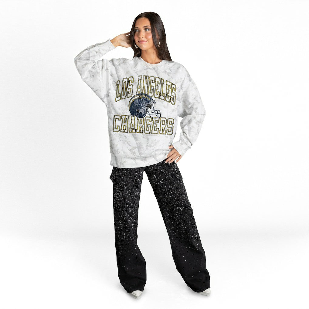 Gameday Couture Women's Whiteout Oversized Premium Fleece Sweatshirt - Los Angeles Chargers